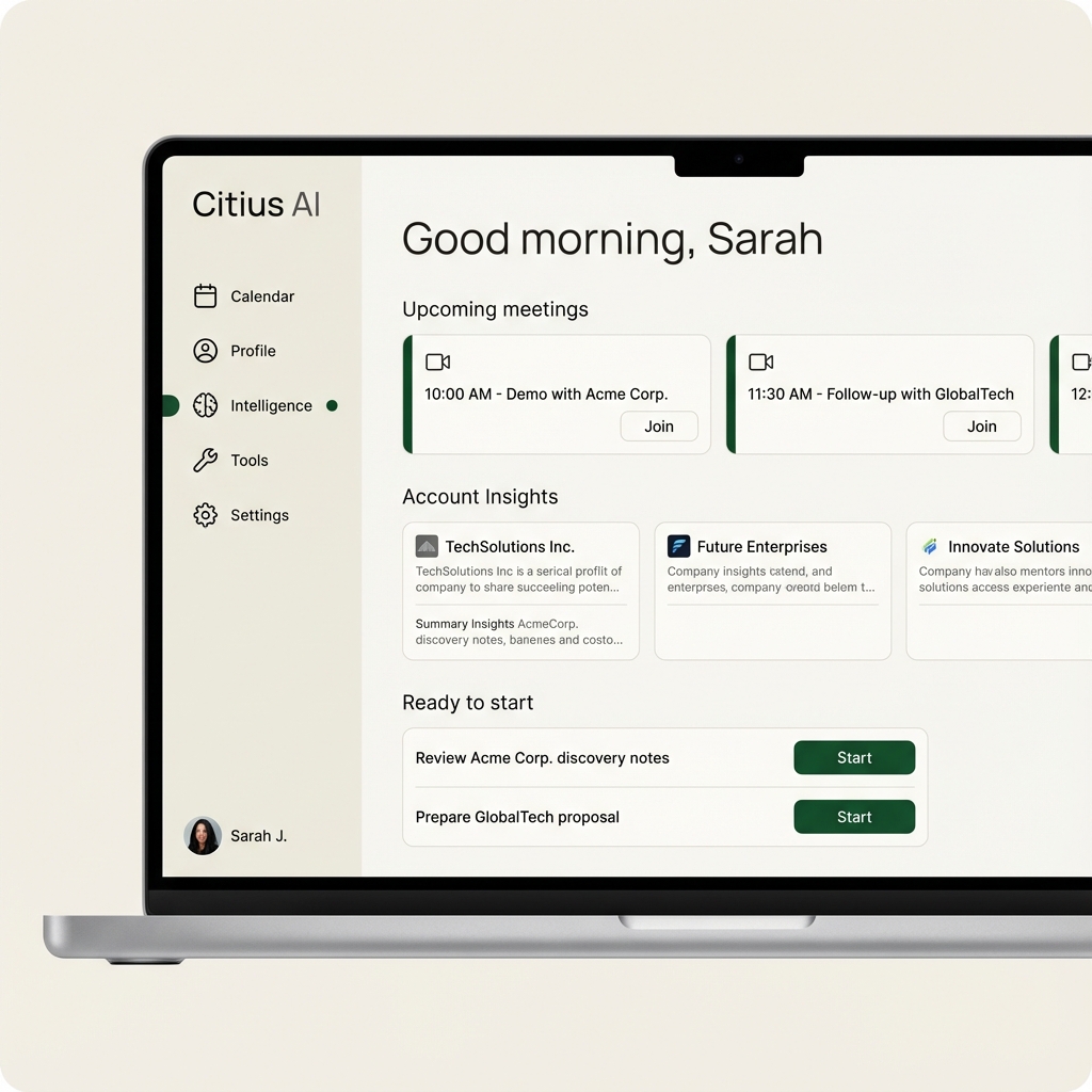 Citius AI Dashboard - Sales Intelligence Platform